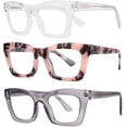 thumbnail image 1 of GFDYREE 3 pack Oprah style Spring hinge Readers Blue Light Blocking Computer Square Reading Glasses for Women Men, 1 of 6