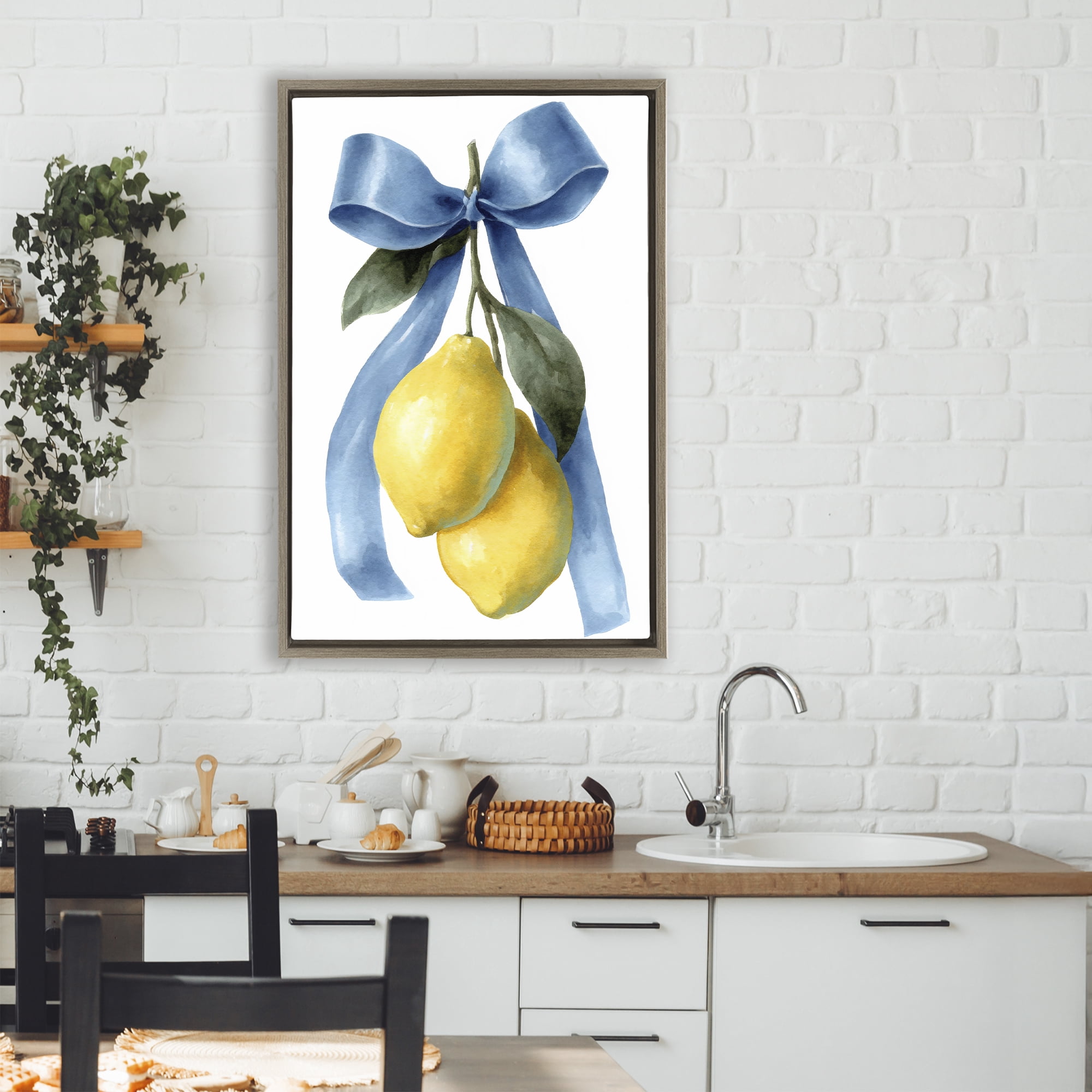 Stupell Industries Sweet & Sour Lemons Brown Framed Floater Canvas Wall Art, design by Petal Prints Design