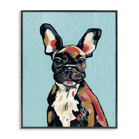 Stupell Industries French Bulldog Modern Animals Painting Black Framed Art Print Wall Art, 11 x 14