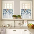thumbnail image 4 of Spring Summer Curtain Valance and Tier Curtain Set 3PCS Rod Pocket Pastoral Colorful Eucalyptus Leaves and Flowers Blue Valances for Windows Kitchen Cafe Valance Curtains 24 Inch Length Tier Valance, 4 of 6