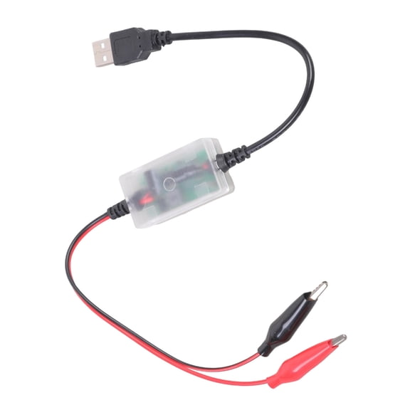 Sinyiin Portable USB 5V to 13.8V Clamp Charging Cable Plastic Texture Suitable for 12V Car Motorcycle Battery with LED Light