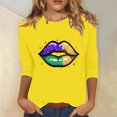 thumbnail image 2 of YUGYXL Womens Trendy Mardi Gras 3/4 Sleeve Tshirts Casual Fancy Printed Cozy Shirts Summer Crew Neck Lightweight Tunic Tees Carnival Theme Party Tops Sales, 2 of 5