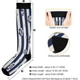 thumbnail image 3 of FREEAMG Navy Blue Striped Floral Compression Socks for Women&Men Circulation-Best Support for Nurses,Running,Athletic-1 Pairs, 3 of 7