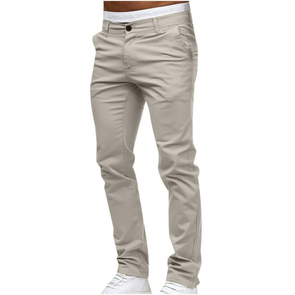 Giftesty Men Pants Clearance,Men's Casual Button Open Slim Fit Straight Solid Color Trousers