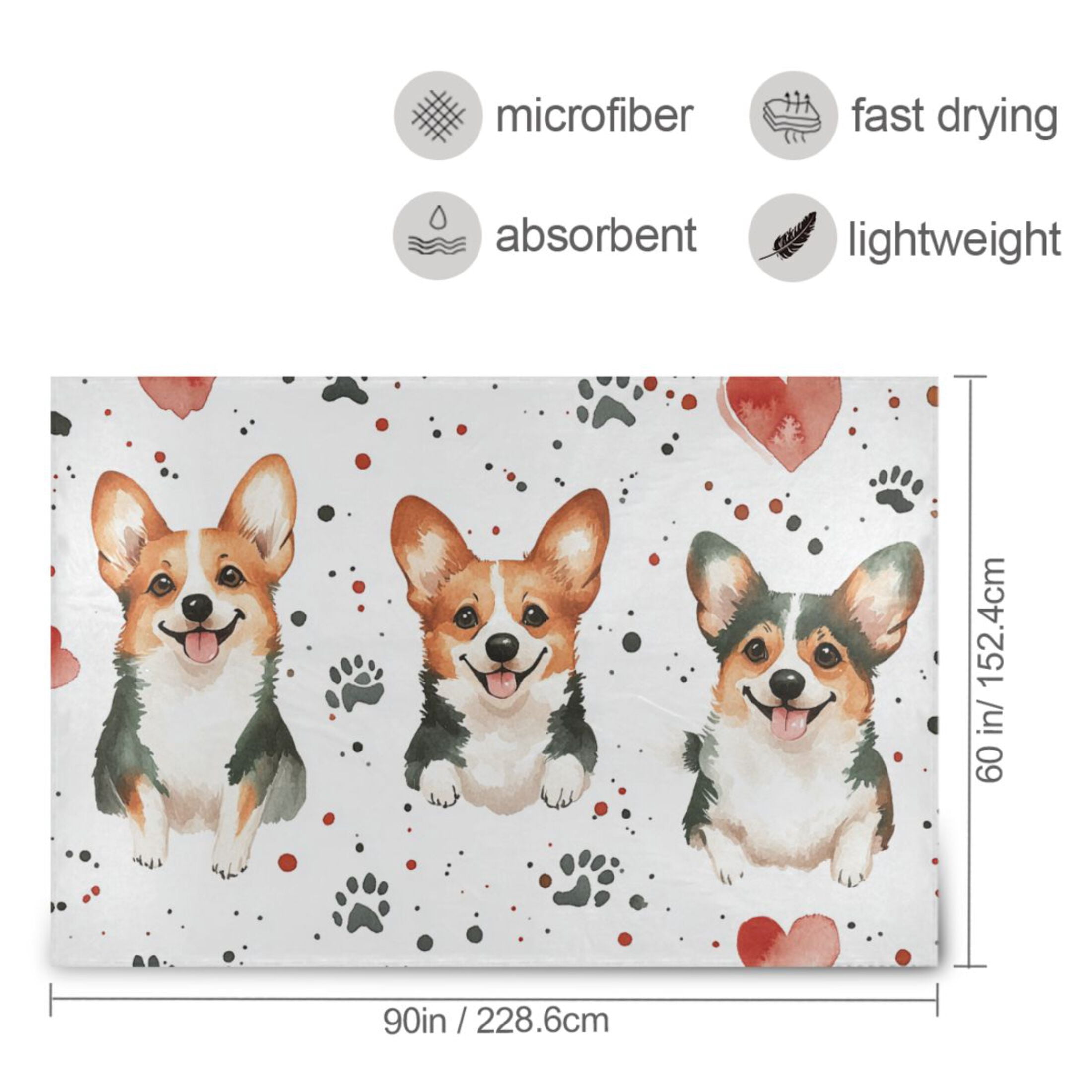 Three Cute Dog Throw Blanket 60" x 90" Soft and Warm Blankets for Couch Sofa and Bed