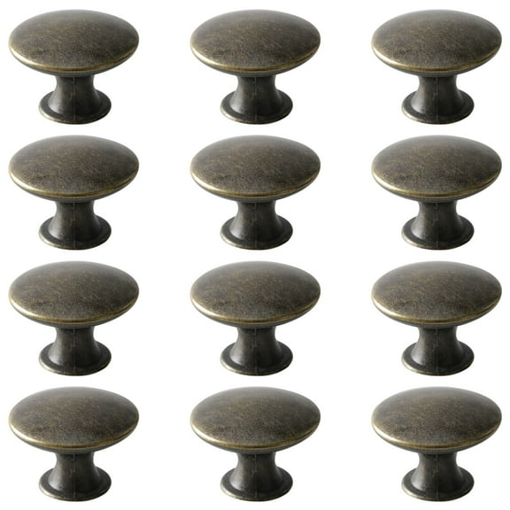 GiLiling Bronze Vintage Dresser Knobs 12 Pack Antique Round Cabinet Knobs Pulls Kitchen Metal Round Drawer Knobs Cupboard Closet Wardrobe Zinc Alloy Door Knobs with 3 Sized Screws for Furniture