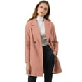 thumbnail image 4 of Unique Bargains Women's Double Breasted Lapel Raglan Long Sleeve Mid Length Overcoat, 4 of 6