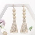thumbnail image 3 of Raindrops Vosarea 4pcs Cotton Tassel Beads Hanging Natural Wood Beads Hanging Ornaments Closet Door Handle Decorations, 3 of 6