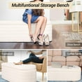 thumbnail image 5 of 45.5-inch Modern Teddy Sherpa Storage Ottoman Bench, Upholstered Fabric Bench for Bedroom End of Bed, Oval White Boucle Storage Ottoman for Living Room, Entryway, Small Apartment, 5 of 8