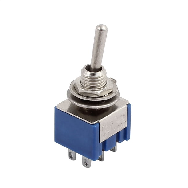 3 Posiciones 6 Terminales DPDT Latching ON-OFF-ON Mini Interruptor de Palanca 6A 125V Azul