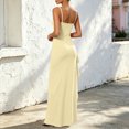 thumbnail image 3 of RFQWOVSR Womens Solid Color Spaghetti Strap Side Slit Maxi Dress Elegant Formal Gown S, 3 of 4