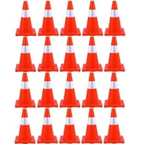 Traffic Cones 18 inch 20 Pack, Orange Safety Cones 18 inch PVC Cone with Reflective Collars Orange Construction Cones for Home Driveway Road Parking Use