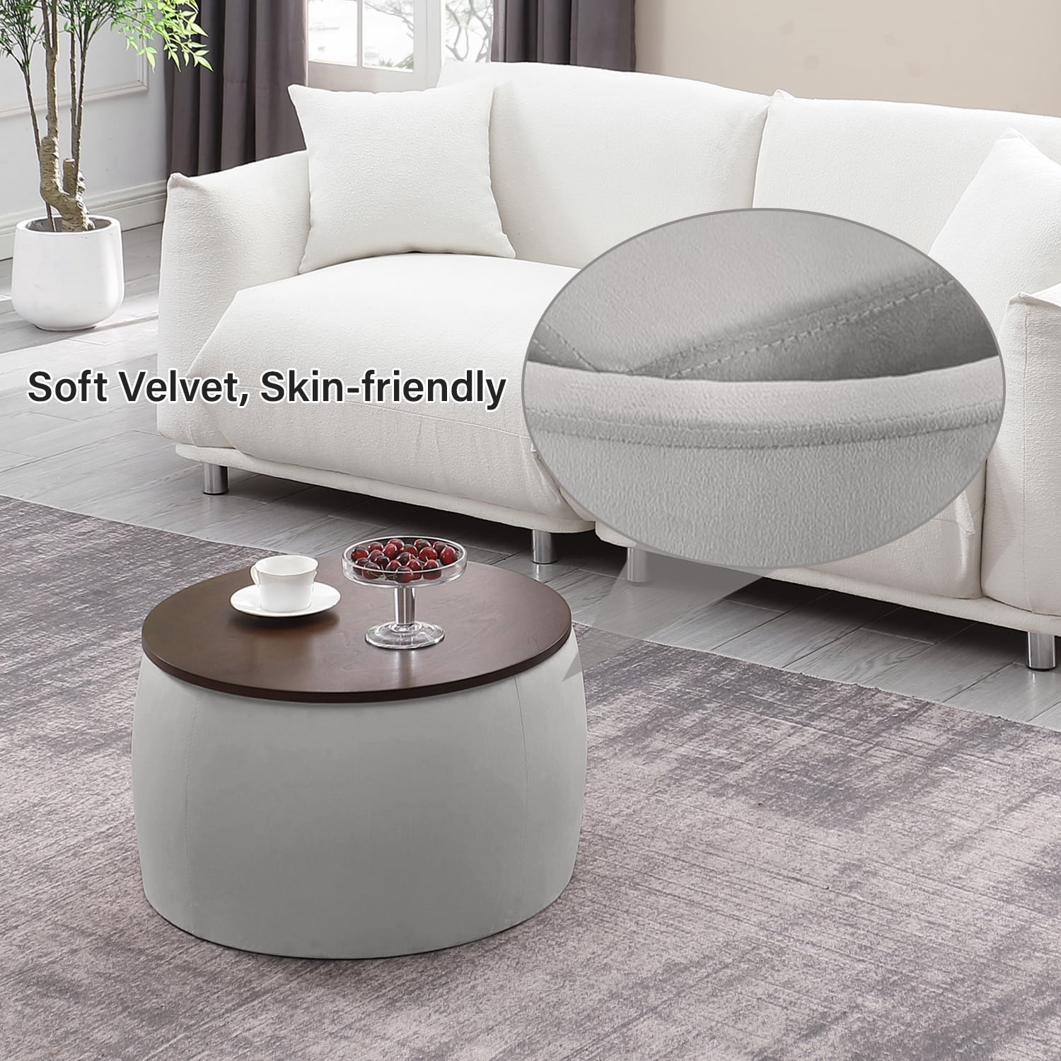 Modern round ottoman coffee table deals
