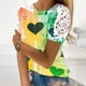 thumbnail image 2 of Camisas de Manga Corta para las Mujeres Impresión Cuello Redondo Suéter Encaje Blusa, Top Casual para el Hogar Y Diario, 2 of 8