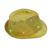 Mens Hot Flashing Light Up Led Fedora Trilby Sequin Fancy Dress Dance Party Hat