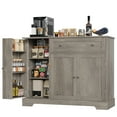 thumbnail image 3 of Homfa Sideboard Buffet Cabinet with Drawer, 3 Doors Kitchen Storage Cabinet with Adjustable Shelf for Dinning Room, Gray, 3 of 7