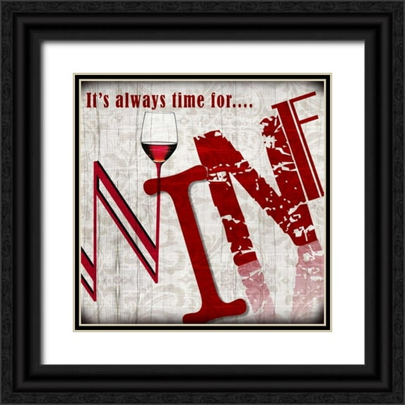 Wolk, Lisa 20x20 Black Ornate Wood Framed with Double Matting Museum Art Print Titled - Always Time for Wine