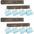 thumbnail image 2 of 4x Wall Mounted Rustic Coat Rack Entryway Hanging Home Organizr with Hooks Brown, 2 of 7