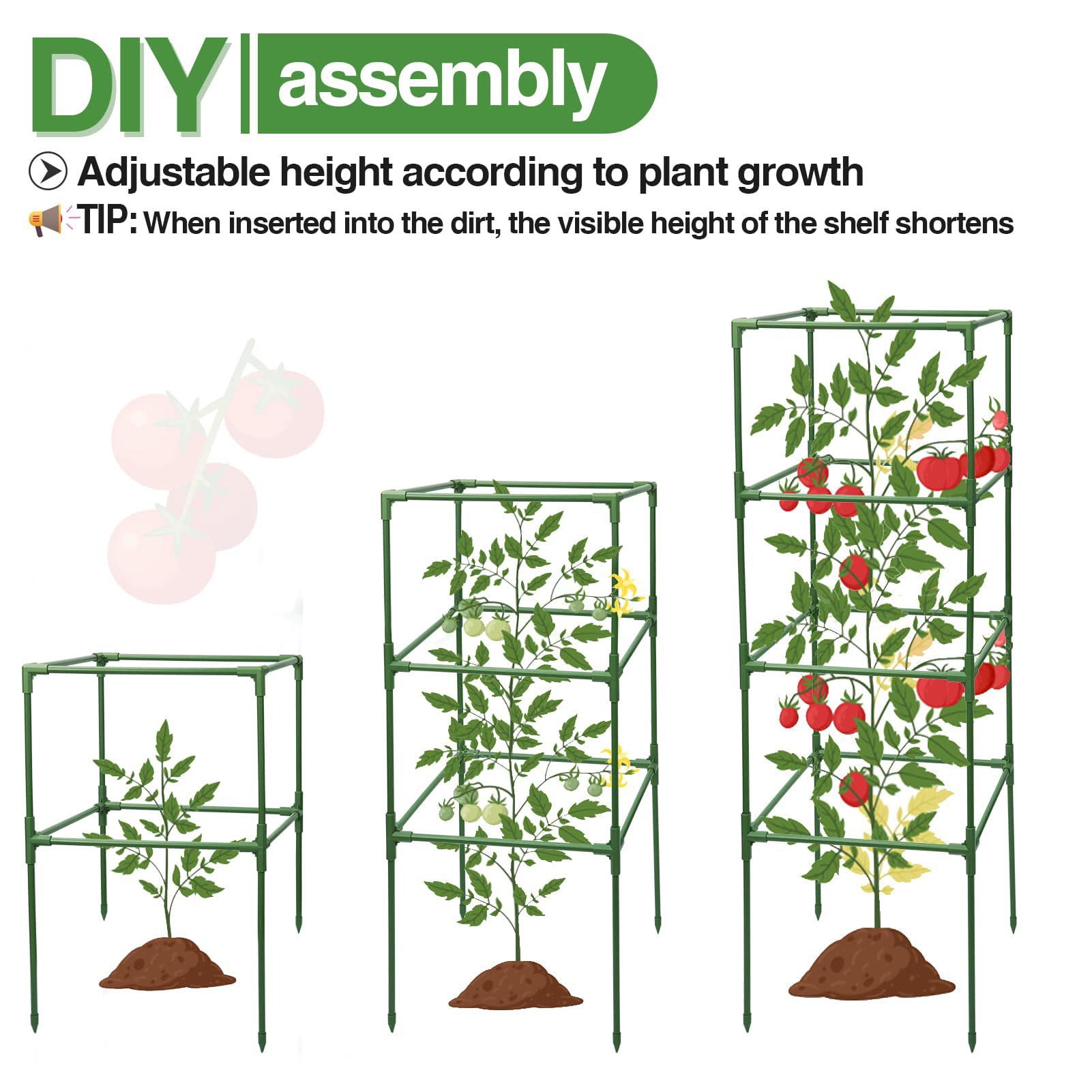 Homerr Tomato Cage Vegetable Trellis Tomato Cage Height Adjustable Easy to Assemble Vertical Climbing Plants Vegetable Trellis Flowers Plant Support Tomato