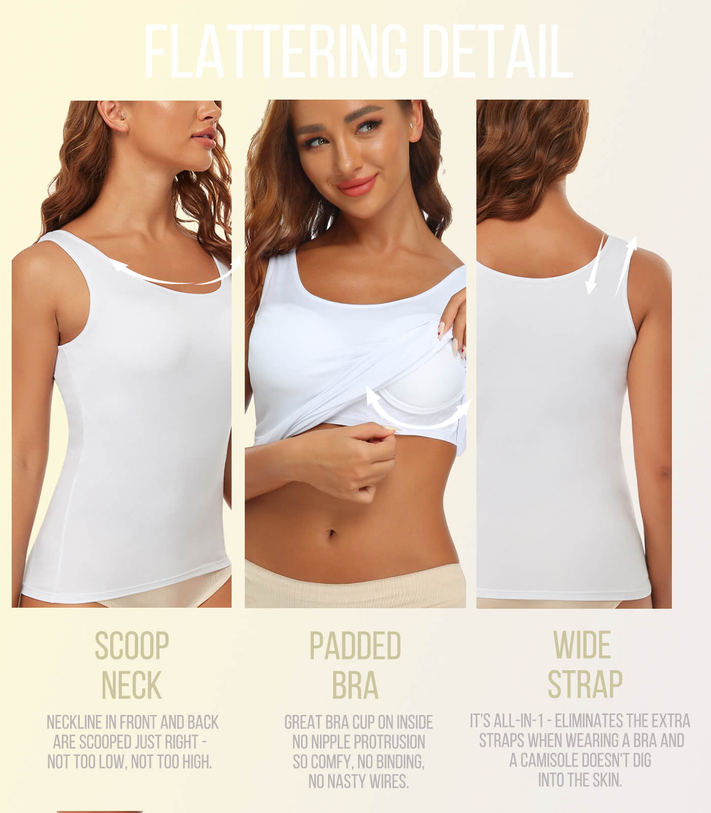 FUTATA Women Half Camisole Bra Camisole Bralette Halter Deep Cami Wireless  Adjustable Crop Top with 2 bra enhance pads