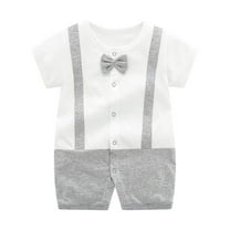 Timegard Toddler Baby Clothes Newborn Boy Onesie Formal Cotton Bow Tie Button down Suit Infant Rompers