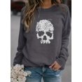 thumbnail image 2 of Sudadera Con Estampado De Calavera De Halloween, Sudadera Informal De Manga Larga Con Cuello Redondo, Ropa De Mujer, 2 of 4
