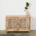 thumbnail image 2 of Waverly 2 Door Solid Wood Accent Cabinet with Hand-Carved Doors in Natural, 2 of 7