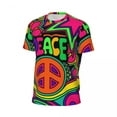 thumbnail image 5 of T Shirt For Men Pretty Pink Peace T-Shirt Colorful Hippy Design Hip Hop Gym Short Sleeve Quick-dryin, 5 of 7