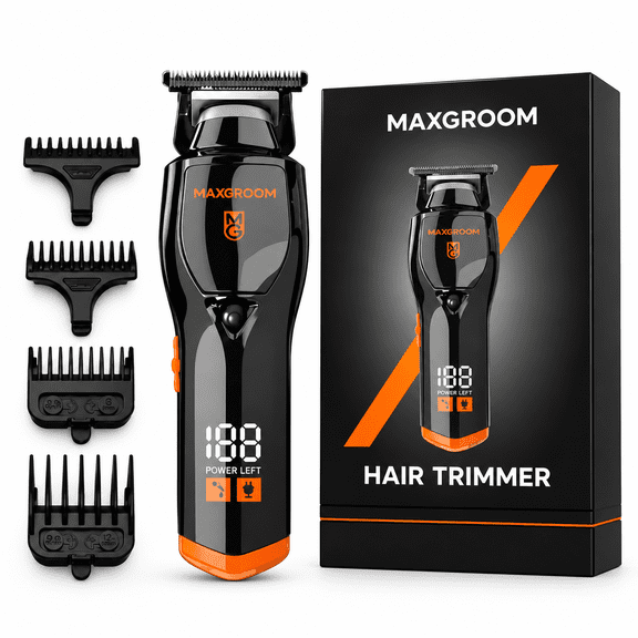 MAXGROOM Professional Hair Clippers for Men, 7000RPM Cordless T-Blade Hair Clipper with LED Display, DLC Coated Blade, 2000mAh Rechargeable Beard Trimmer for Hair Cutting, Lineups and Detailing