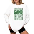 thumbnail image 3 of Game Day Sweatshirt for Women Striped Distressed Football Crewneck, Green on White Sweatshirt, S, 3 of 8