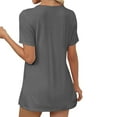 thumbnail image 3 of UJNDER Women's V Neck Short Sleeve Front Knotted Warm Top for Casual Solid Tops and Everyday Outfits Grey XXL, 3 of 6