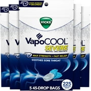 Vicks VapoCOOL Max Strength Sore Throat Drops, Fast Relief, Soothes Pain from Cough, Menthol, Winterfrost - 225ct