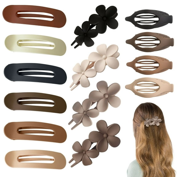 ZYNERY 14-Piece Hair Clips Set - 4 Pointed Claw Clips, 6 Matte French Barrettes, 4 Floral Hair Clips | Non-Slip Grip for Thin & Thick Hair | Strong Hold Hair Accessories for Women & Girls