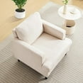 thumbnail image 2 of Modern Accent Chair, Upholstered Reading Armchair with Wood Legs, Mid-Century Leisure Comfy Single Sofa Chair for Living Room, Bedroom, Home, Office, Beige, 2 of 8
