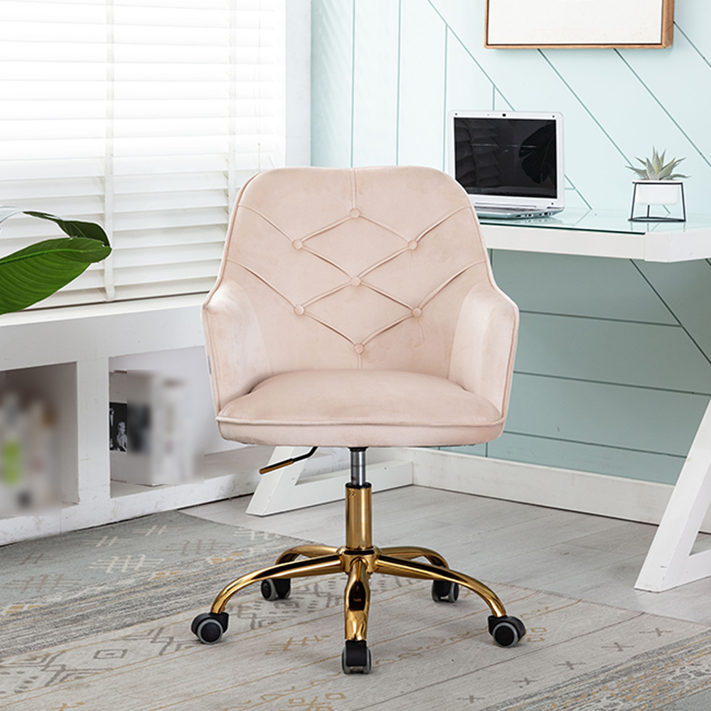 Goory Modern Ergonomic Computer Chair Velvet Living Room Wheels Desk