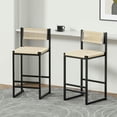 thumbnail image 3 of Spaco Woven Bar Stools Set of 2, Counter Height Barstools， Bar Stools with Backrest, Paper Rope Weave Dining Chairs for Kitchen Island, Black & Creamy White, 3 of 18
