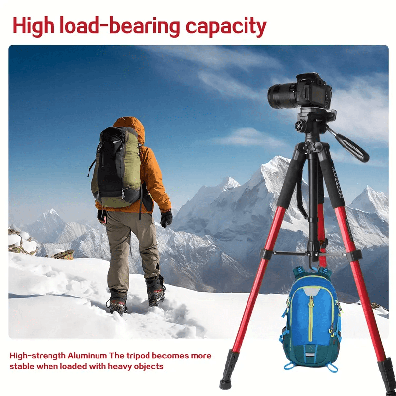 ZOMEI 55 Inch Tripod with Carry Bag with Phone Holder, Aluminum for Mirrorless Camera/DSLR/Phone/Camcorder, Red