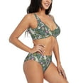 thumbnail image 2 of Kdxio Retro Bunny Floral Print Women's 2 Piece High Waisted Wrap Spaghetti Strap Summer Swimsuit Bikini Set-Large, 2 of 7