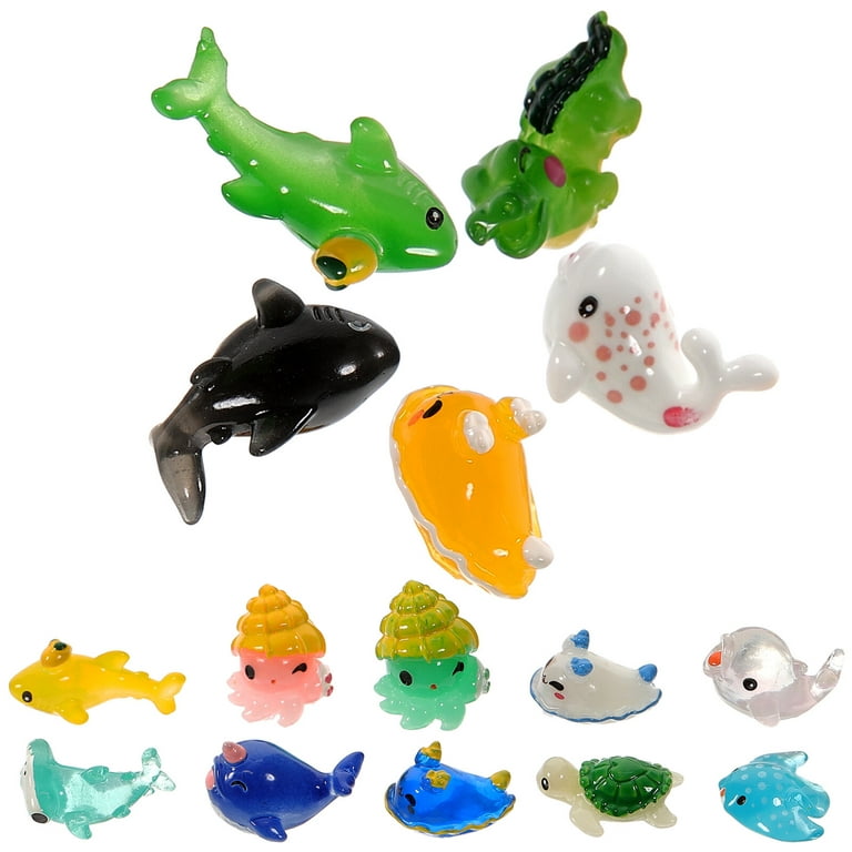 15pcs Ocean Themed Mini Resin Figures Tiny Resin Animal Models for Fish  Tank 