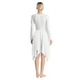 thumbnail image 3 of Aiihoo Women Praise Tunic Overlay Long Sleeve Metallic Patchwork Lyrical Dance Dress White L, 3 of 7