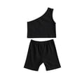 thumbnail image 5 of Qiylii Kids Girls Fashion 2-piece Outfit Set One Shoulder Tops+Shorts Set, 5 of 6