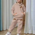 thumbnail image 6 of Tiweut Girls 2pcs Outfits Winter Lined Bow Print Hoodie and Joggers Tracksuit Cloth Suit,6-7 Y, 6 of 7