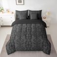 thumbnail image 2 of jejeloiu Vintage Baroque Flower 7 Pieces Bedding Comforter Set,Gray Black Damask Full Bedding Set For Girls Boys Reversible, 2 of 8