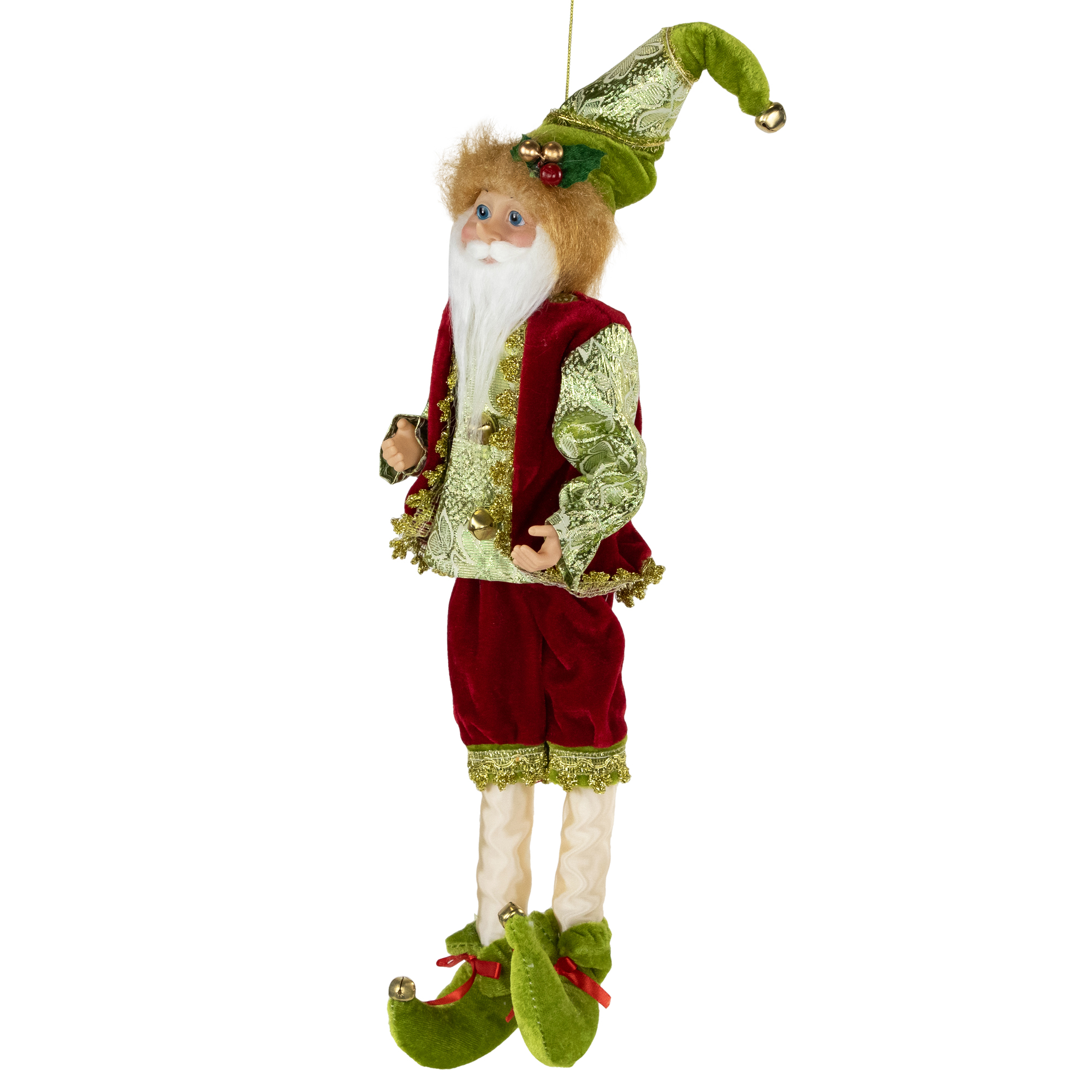 18" Enchanted Red and Green Poseable Whimsical Christmas Elf Figure
