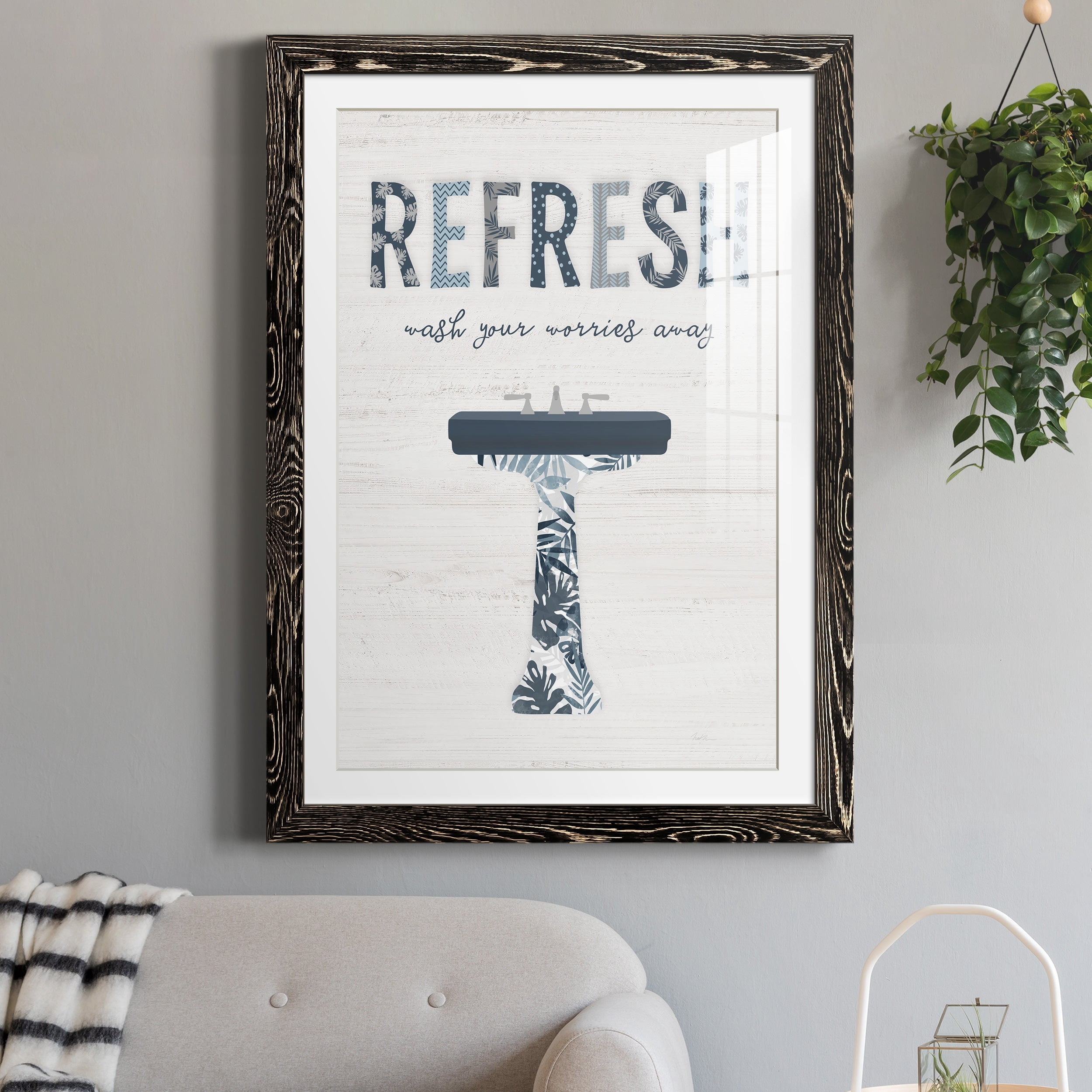 Palm Bath II - Premium Framed Print - Distressed Barnwood Frame - Ready to Hang