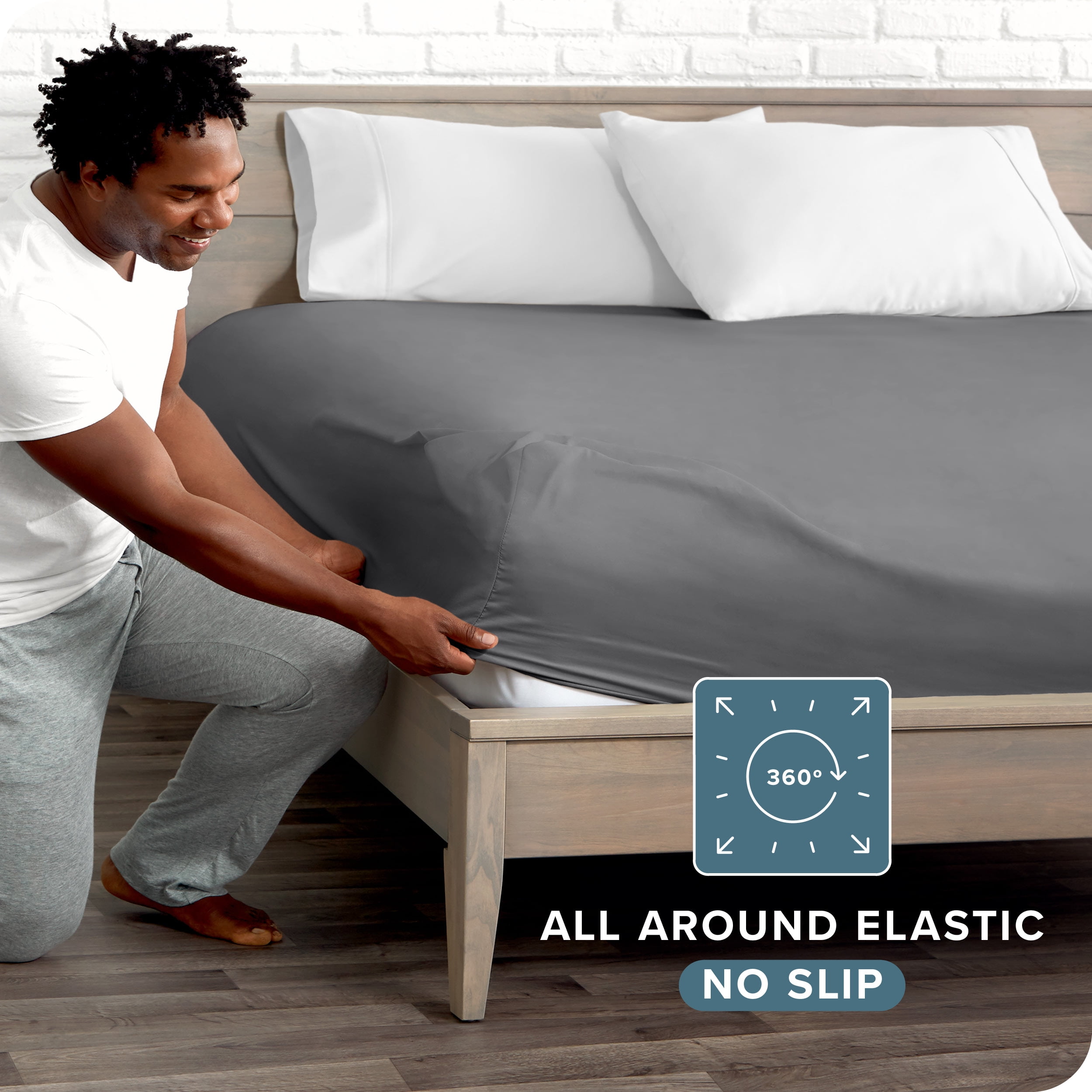 Bare Home Luxury 1800 Collection Fitted Sheet, Ultra-Soft, Deep Pocket, King, Gray
