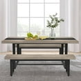 thumbnail image 3 of LAZZO 59" Dining Bench Set of 2, Farmhouse & Industrial Indoor Kitchen Bench for 6-8 People, Bed Bench & Shoe Bench, Gray, 3 of 10