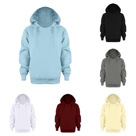 SUXIAN Hoodie For Toddler Solid Color Long Sleeve Pocket Pullover Casual Coat Sweatshirt Boys Hoodies Sky Blue_007 5-6 Years