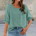 thumbnail image 6 of MYShe 3/4 Length Sleeve Women Tops Crew Neck Blouses Dressy Casual Shirts Loose Fit Business Work Clothes Womens Tops Mint Green,L, 6 of 7