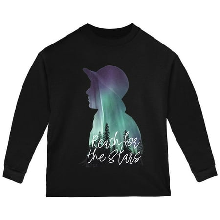 

Northern Lights Reach for the Stars Toddler Long Sleeve T Shirt Black 3T